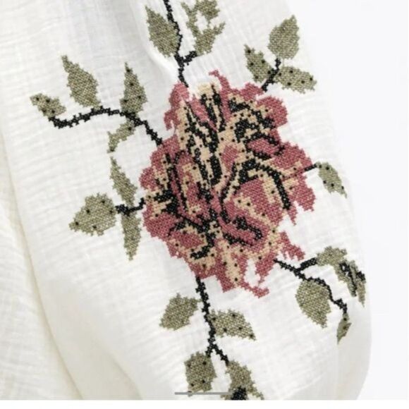 NWT ZARA Beaded Embroidered Tie Front Top/Jacket - Picture 5 of 15